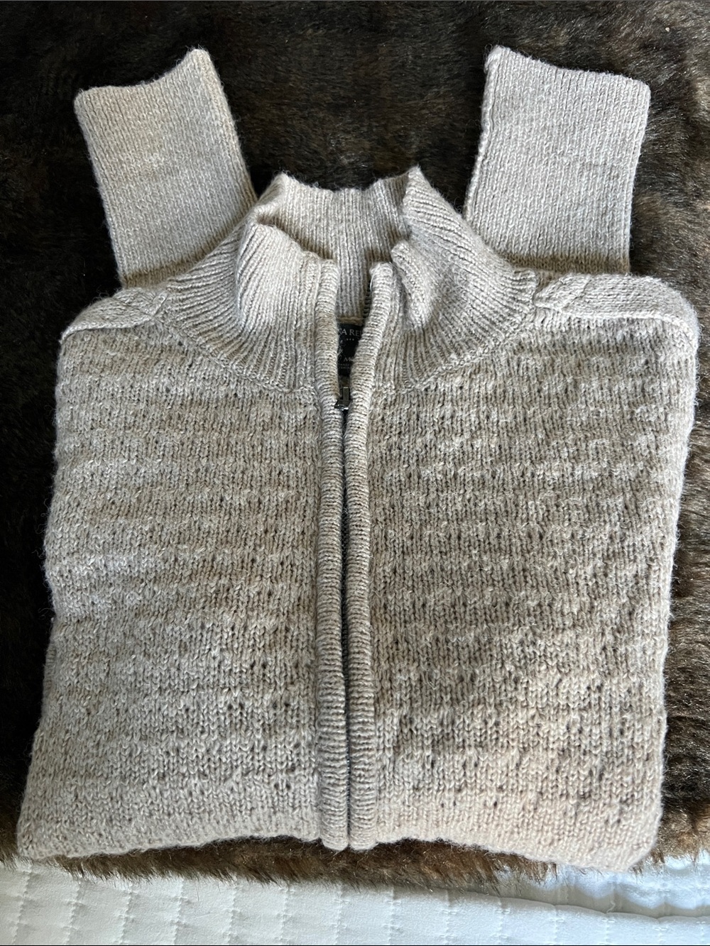 Banana Republic Cream Zip Front Knit Cardigan